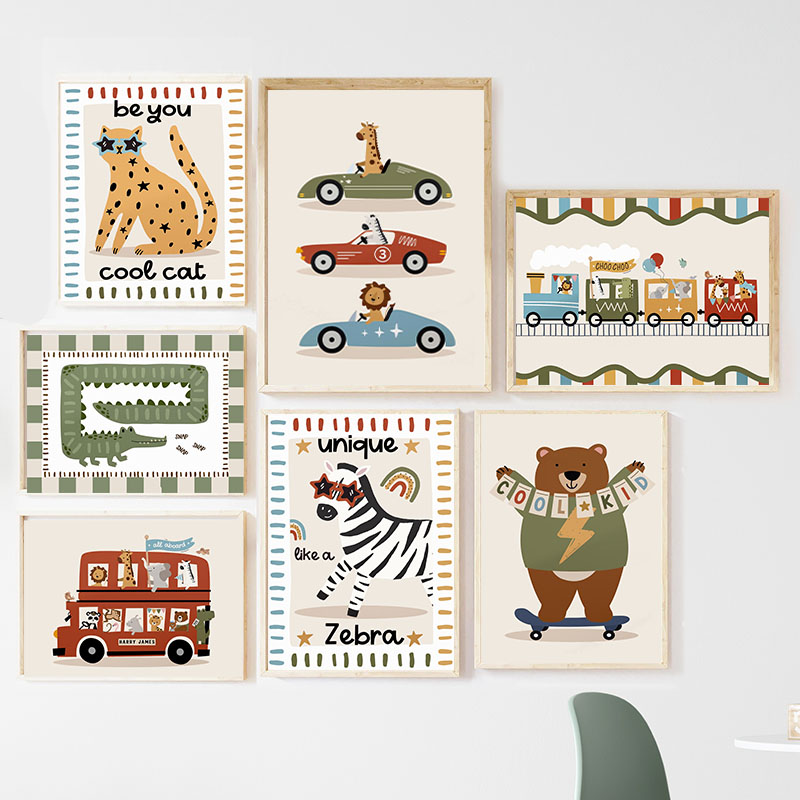 Baby Nursery Prints - لوحات فنية جدارية كرتونية مضحكة لحيوانات