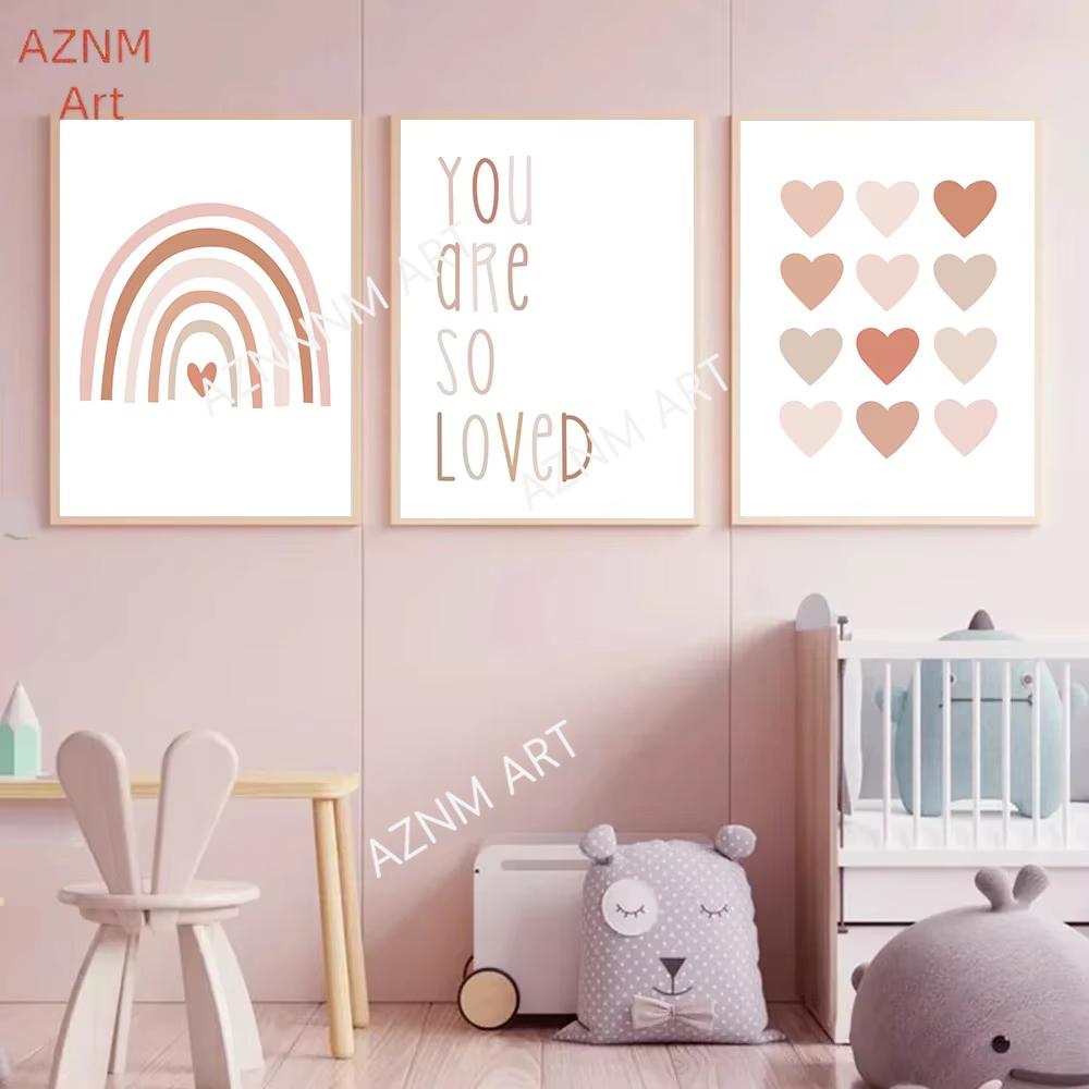 Baby Nursery Prints - 1/3 قطعة ، الكرتون القلب قوس