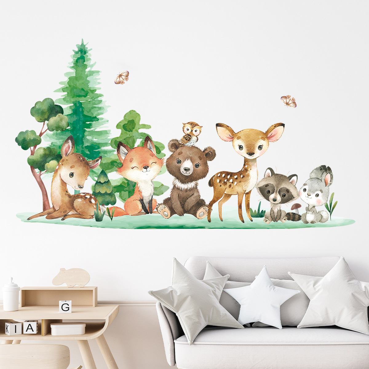 Baby Nursery Forest Theme - ملصقات حائط للأطفال على شكل حيوانات
