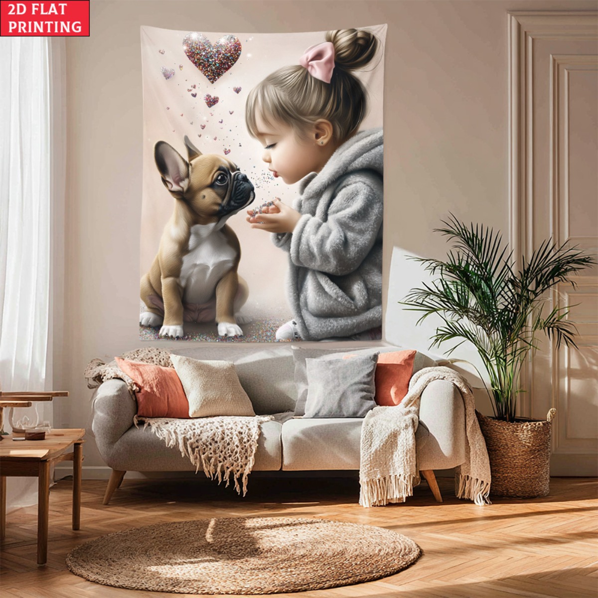 Baby Nursery Modern - فتاة مع البلدغ الفرنسي جرو القلب
