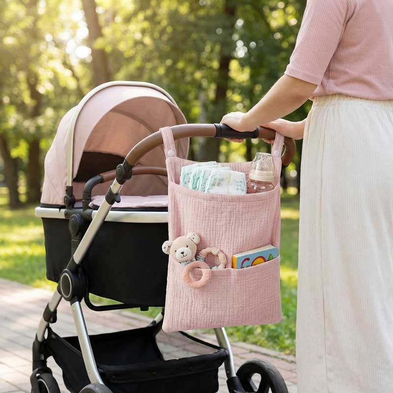 Baby Nursery Storage - حقيبة تعليق لعربة الأطفال من القطن