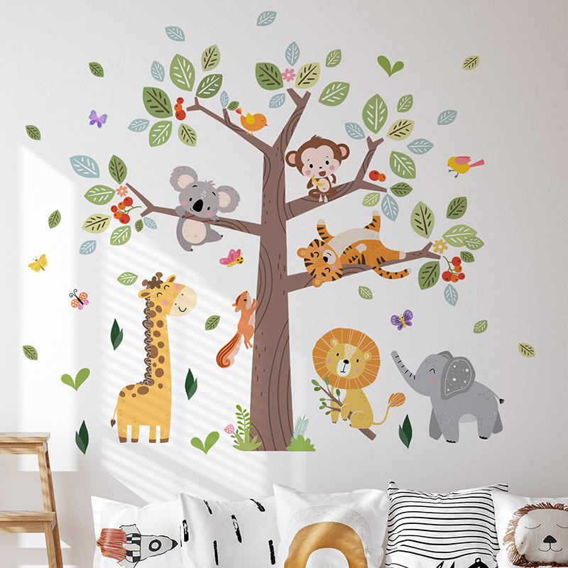 Baby Nursery Jungle Wallpaper - ملصق حائط كبير على شكل حيوانات