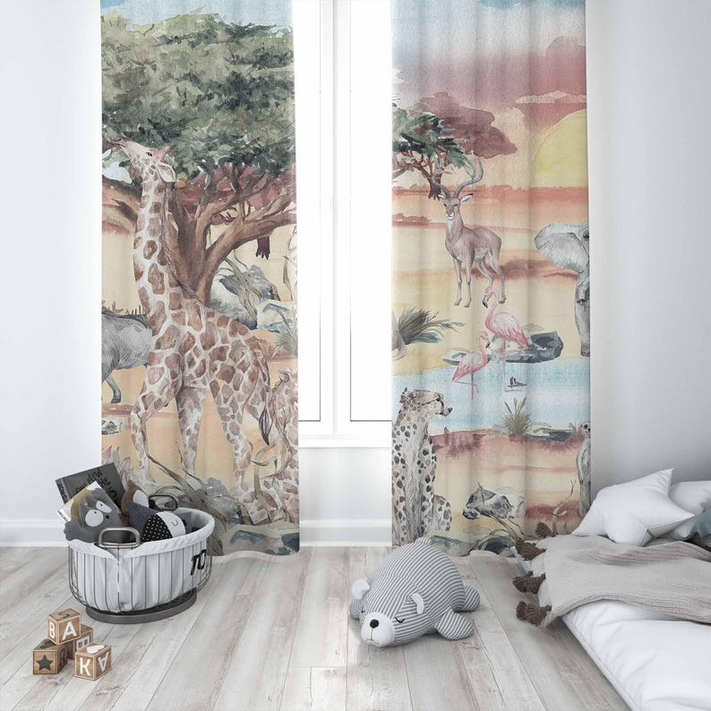 سفاري الحيوانات الستار الاطفال - مراجعة Blackout Curtain Nursery وسعره