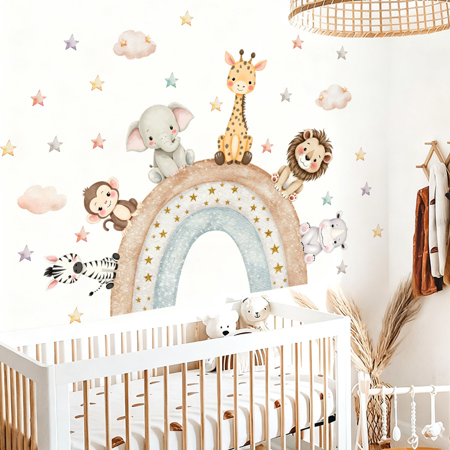 ملصقات جدارية لحيوانات الغابة  - مراجعة Baby Nursery Jungle Wallpaper وسعره
