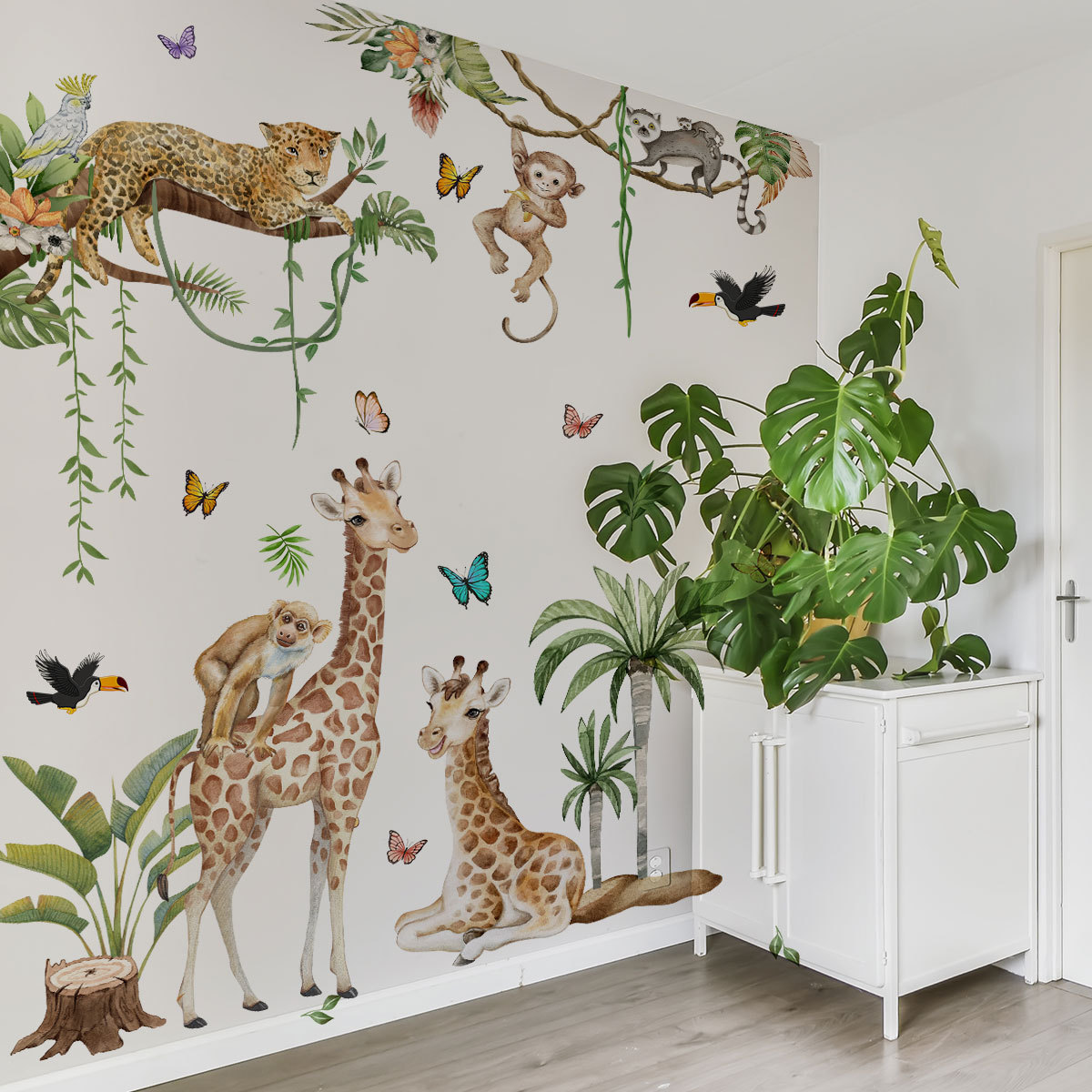 ملصق حائط على شكل حيوانات الغا - مراجعة Baby Nursery Jungle Wallpaper وسعره