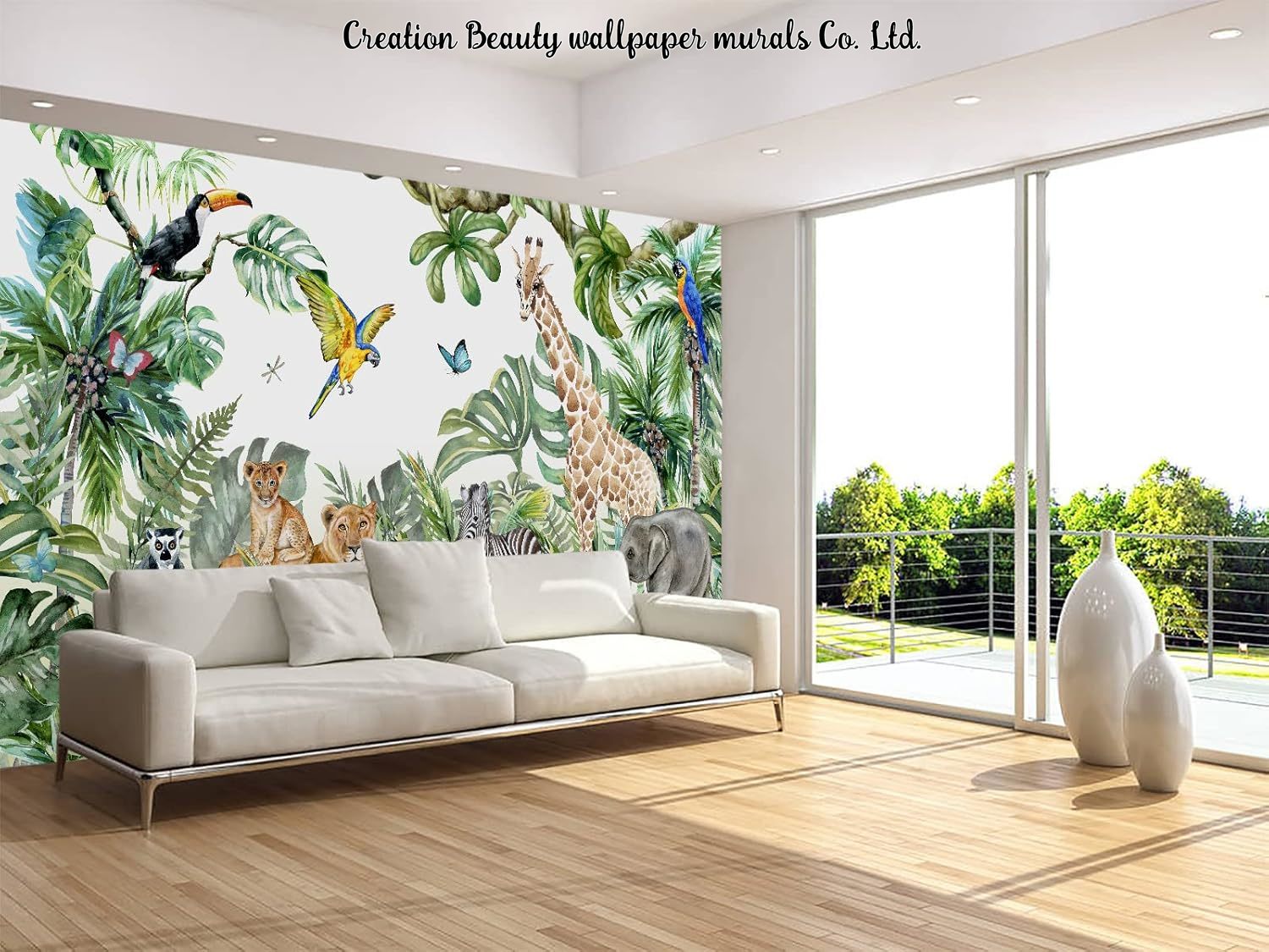 ورق جدران بتصميم حيوانات الغاب - مراجعة Baby Nursery Jungle Wallpaper وسعره