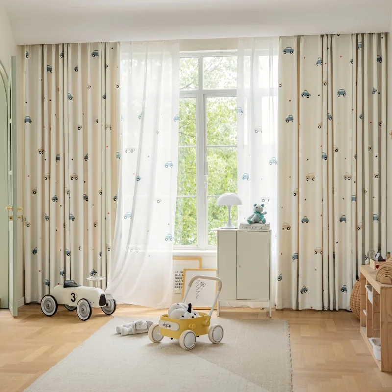 كارتون لطيف طباعة نمط السيارة  - مراجعة Blackout Curtain Nursery وسعره