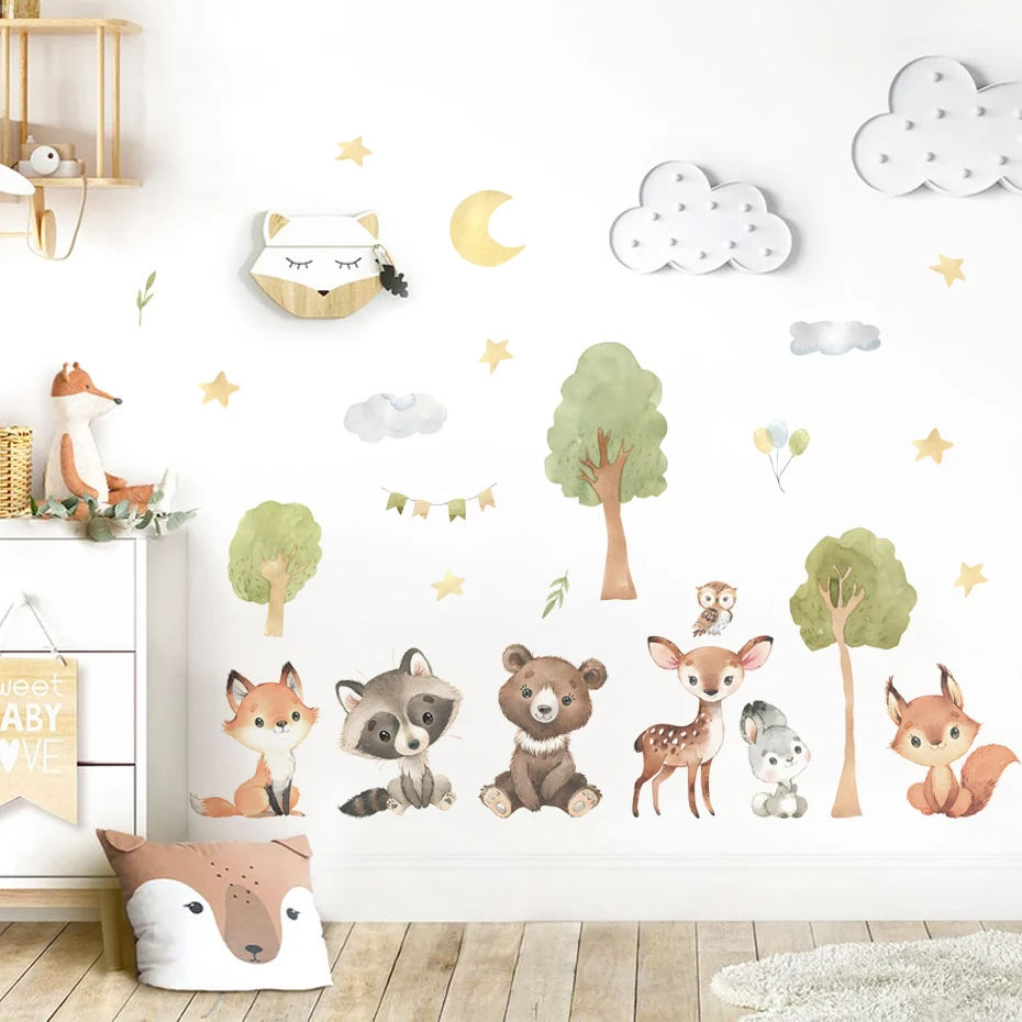 ملصقات جدارية للأطفال بتصميم ح - مراجعة Baby Nursery Forest Theme وسعره