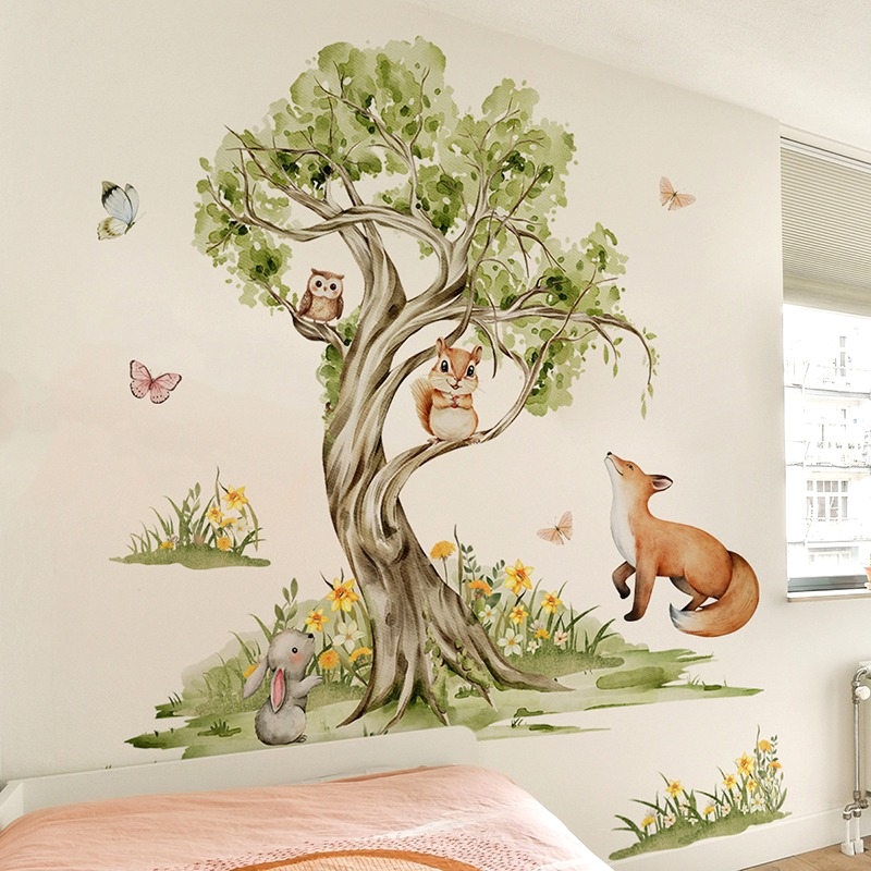 ملصق حائط على شكل حيوانات على  - مراجعة Baby Nursery Jungle Wallpaper وسعره
