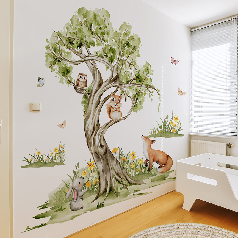 ملصق حائط على شكل حيوانات على  - مراجعة Baby Nursery Jungle Wallpaper وسعره