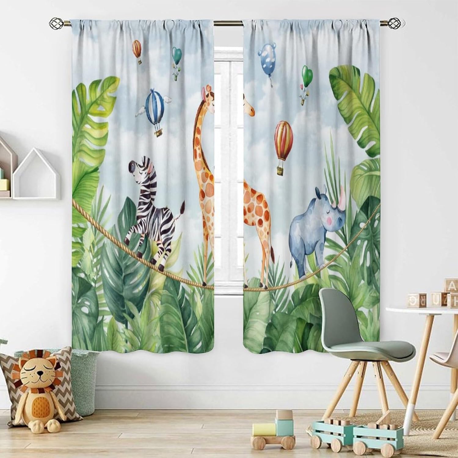 سفاري، غابة، ستائر تعتيم بطبعا - مراجعة Blackout Curtain Nursery وسعره