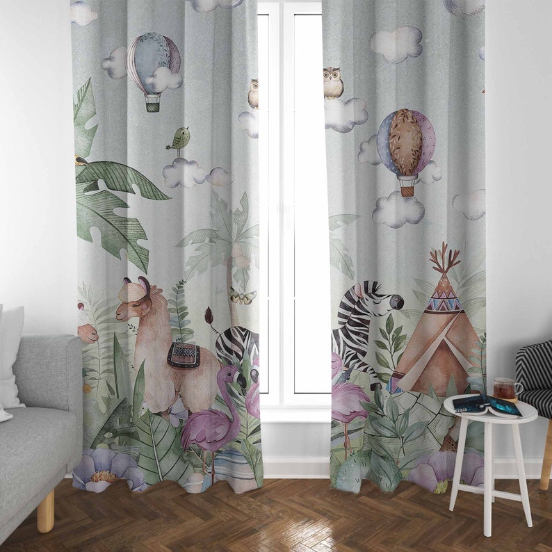 سفاري الحيوانات حفلة الحضانة ا - مراجعة Blackout Curtain Nursery وسعره