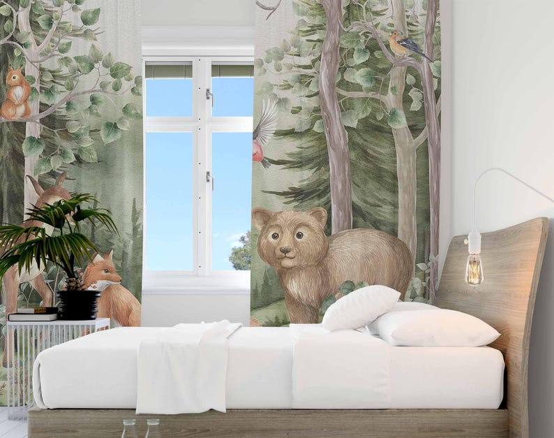 ستائر حيوانات الغابات لحضانة ا - مراجعة Blackout Curtain Nursery وسعره