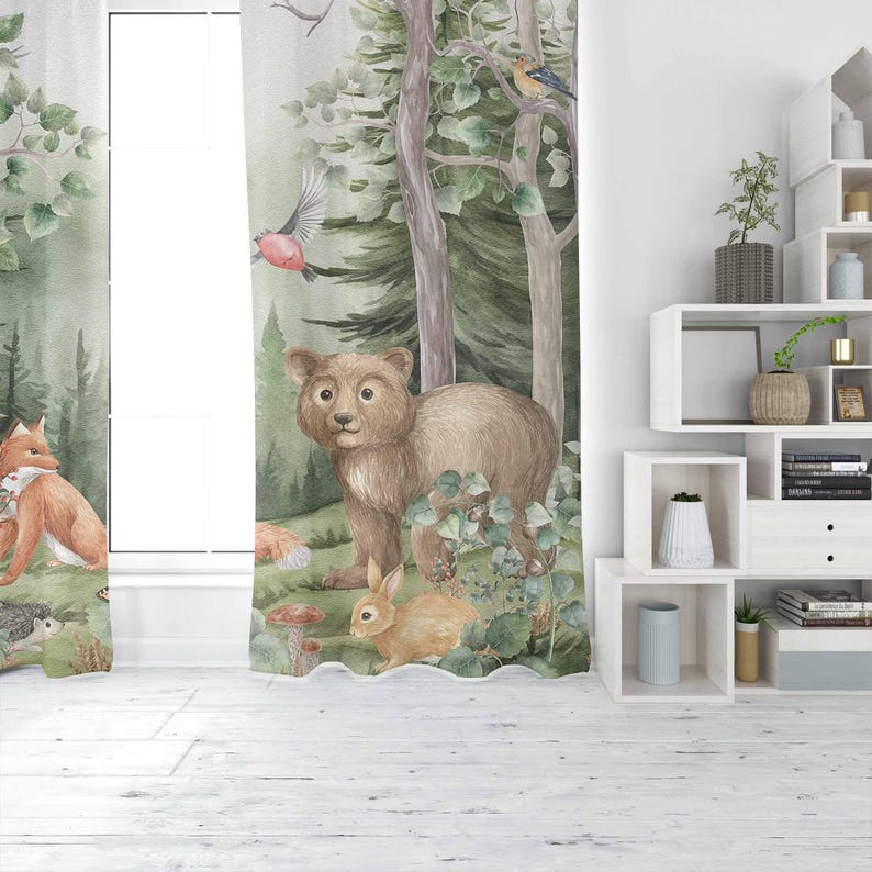 ستائر حيوانات الغابات لحضانة ا - مراجعة Blackout Curtain Nursery وسعره