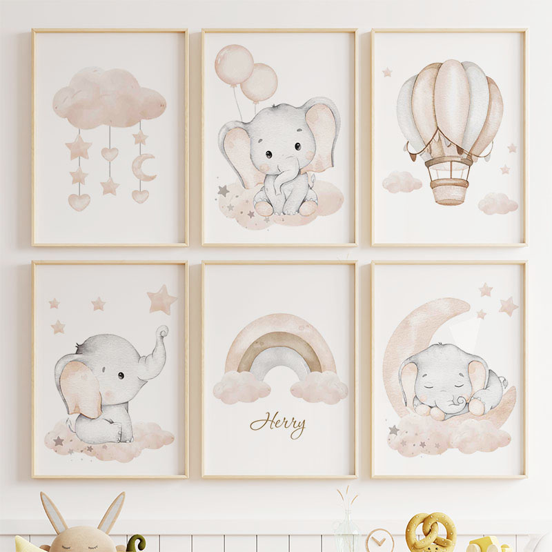 لطيف الفيل الساخن بالون القمر  - مراجعة Baby Nursery Prints وسعره