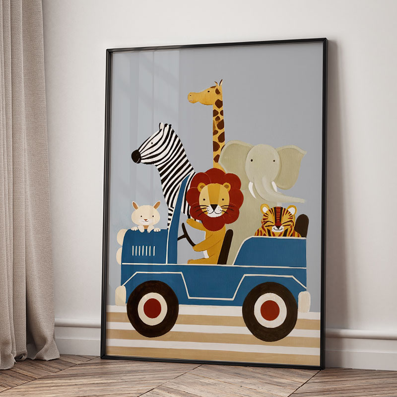 لوحات فنية كرتونية مضحكة لحيوا - مراجعة Baby Nursery Prints وسعره