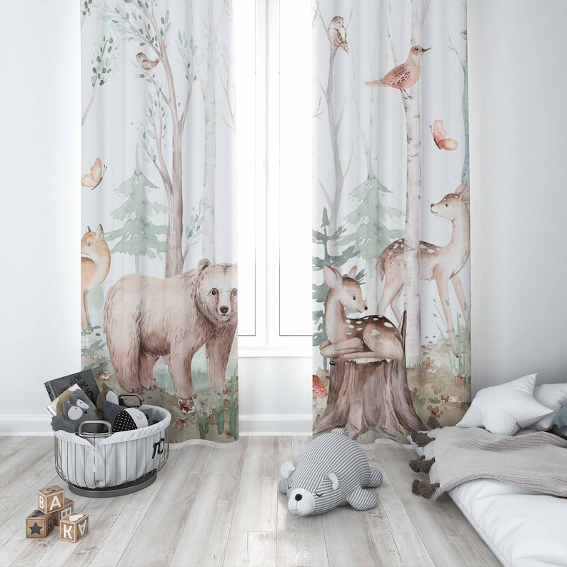 ستائر حيوانات الغابة ستائر حضا - مراجعة Blackout Curtain Nursery وسعره
